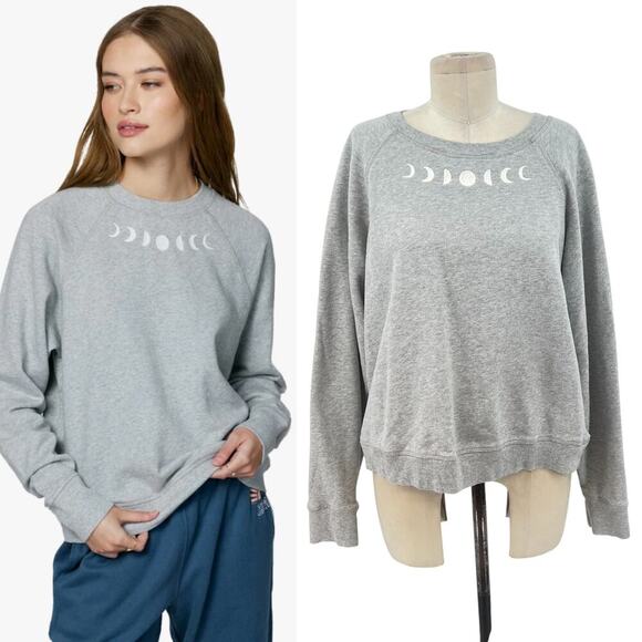 Spiritual Gangster Moon Phase Bridget Raglan Pullover Sweatshirt Gray Size Large - Picture 1 of 10